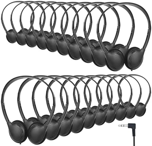 Bulk 10 Pack Kids Headphones for Classroom Use – Durable Wired Audio Solution with Adjustable Fit and Universal 3.5 mm Jack – Perfect for Enhanced Learning and Fun for Children of All Ages – Tangle-Free Comfort for Toddlers to Teens