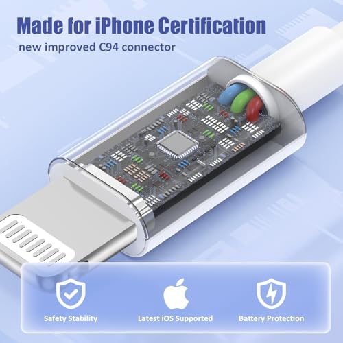 Premium 4 Pack USB C to Lightning Charging Cables – 6 FT Fast Charging Cord for i Phone 14 & Earlier Models – Durable, High-Performance Replacement for Apple Charger – Enhanced Compatibility for Quick Charge Needs – Perfect for Home, Office, and Travel Use