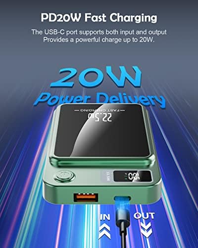 Effortlessly Stay Charged with Our 10,000 m Ah Magnetic Wireless Power Bank – 15 W Fast Wireless & 22.5 W USB PD QC3.0 Portable Charger for i Phone 12/13/14/15 Series – Sleek White Design with LED Display & Seamless Device Alignment – Essential Accessory for On-the-Go Power Needs