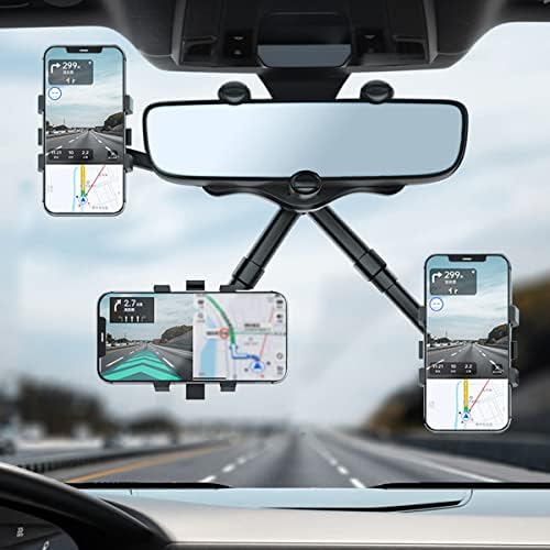 Revolutionary 360° Rotatable & Retractable Car Phone Holder – Adjustable Multifunctional Rearview Mirror Mount for All Mobile Devices with Secure Four-Clamp Design for Enhanced Safety and Convenience