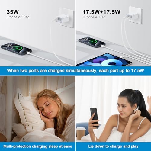 Revolutionize Your Charging Experience with the 35 W Dual Port USB-C Power Adapter – Ultra-Fast Charging for Samsung Galaxy S Series and Google Pixel Devices – Comes with 6 FT Durable USB-C Cable for Enhanced Connectivity – Perfect for Active Lifestyles with Compact Portability – Charge Two Devices at Once with 35 W Total Output for Quick Power Restorations – Essential Accessory for Tech Savvy Users Demanding Efficiency and Reliability – Crafted from Premium Materials for Long-Lasting Durability – Upgrade Your Power Solutions with This Versatile Fast Charger Designed for Maximum Compatibility and Rapid Performance.