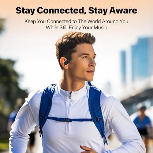 Revolutionary True Wireless Open Ear Headphones – Cutting-Edge Bluetooth 5.4, 75-Hour Battery Life, IPX5 Waterproof, Quick Charge Feature, Ergonomic Secure Fit, Superior Stereo Audio, Digital Battery Indicator for Ultimate Comfort and Surrounding Awareness