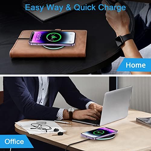 15 W Fast Wireless Charging Pad – Universal Qi-Compatible Charger for i Phone 15 Pro Max, Google Pixel Series, and Samsung Galaxy Devices – Sleek and Portable Design with Safety Protection Features for Effortless Charging on the Go