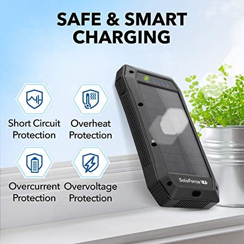 Eco-Friendly Solar Power Bank – 2000 m Ah Waterproof Wireless Charger for i Phone & Android | Fast Charging with Qi Technology, Dual USB-C Outlets & Integrated LED Light | Perfect for Outdoor Adventures & Camping