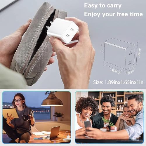 High-Speed USB C Dual Port Charger Block – 2-Pack Type C Wall Charger for i Phone 16/15/14/13/12/11 & i Pad – Fast Charging, Compact Design, Universal Compatibility, Built-in Safety Features for Efficient Power Delivery