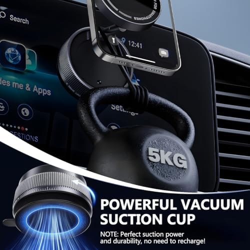 Suction Cup Phone Mount, Vacuum Magnetic Car Phone Holder Stand for Car, Vacuum Magnetic Cell Phone Holder Stand Suction Phone Mount, Foldable 360°Adjustable(Black) – Enhanced Compatibility and Speed