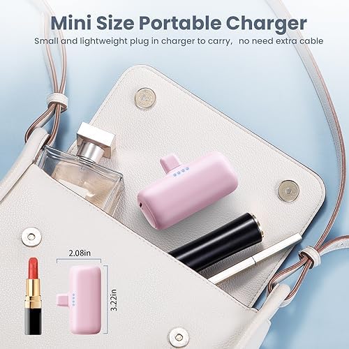 Ultra-Compact 2-Pack i Phone Power Bank – 5200 m Ah PD Fast Charging Mini Portable Charger for Travel – Cordless, Lightweight Battery Pack Compatible with i Phone 14/14 Pro/13/12/11/X/8/7/6 Plus – Essential Charging Solution for On-the-Go Lifestyles