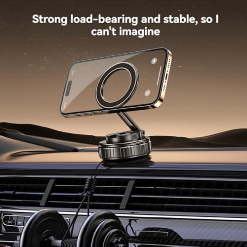 Car Phone Mount for Magsafe, 360 Degree Rotation Dashboard Vacuum Magnetic Phone Holder, Foldable Suction Cup Car Phone Mount for All Smart Phone and Vehicle, Silver – Enhanced Compatibility and Speed