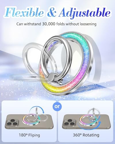 Glamorous Glitter Magnetic Phone Ring Holder for i Phone – Chic Mag Safe-Compatible Grip for Easy One-Handed Use – Stylish Finger Stand Accessory for Women – Perfect for Hands-Free Video Calls and Everyday Convenience – Secure, Durable, and Easy to Clean