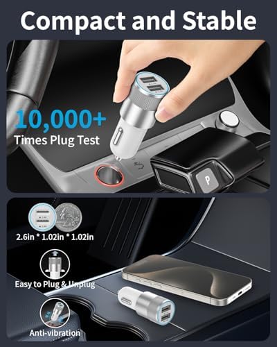 Power Up Your Journey: i Phone 15 24 W Dual-Port Fast USB Car Charger with 2-Pack 3 FT USB-C Cables – Ultimate Compatibility for i Phone 16/15, i Pad Pro/Air/Mini, Galaxy, and Pixel Devices – Compact, Efficient, and Built for Speed