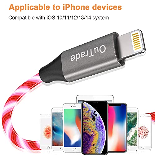 Vibrant LED i Phone Charger Cable | MFi Certified Lightning Cable for Fast, Reliable Charging | 6 ft Multicolored Glow Cable Compatible with i Phone 12, 11 Pro Max, XR, X, SE, 8 Plus, i Pad, i Pod | Stylish Power Solution for On-the-Go Charging