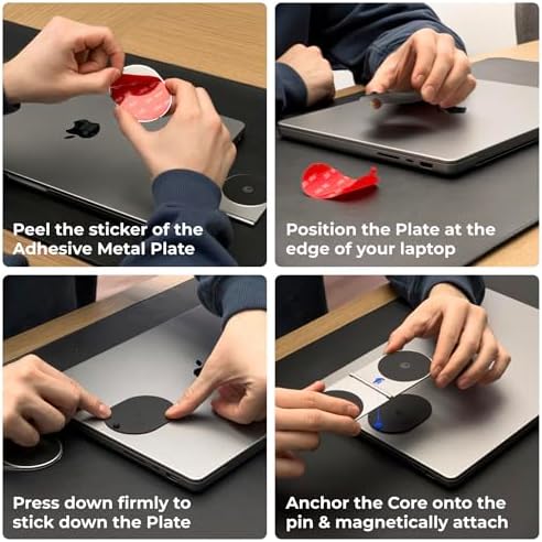 Rolling Square Edge Pro Core – Magnetic Mount Phone Holder Stand for Computers and Tablets | Secure Metal Plate Adhesive or Standalone Mode Compatible with MagSafe, Qi, and Non-MagSafe Devices, Gray – Enhanced Compatibility and Speed