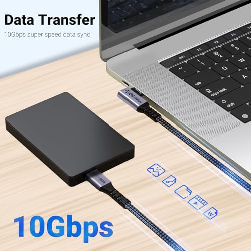 Right Angle Short USB 4 Cable Duo [1.5 FT] – 240 W Fast Charging & 40 Gbps Data Transfer with 8 K Video Support for i Phone 16, Mac Book & Galaxy S23 – Ideal for Compact Spaces and Enhanced Connectivity