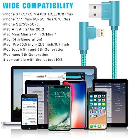 Revolutionary 90-Degree Right Angle Lightning Cable – 6 FT Nylon Braided Fast Charging Cord for i Phone 14/13/12/12 Pro/11/11 Pro/XS Max/XR/X/8/8 Plus/7/7 Plus/6 – Enhanced Comfort, Durability, and Quick Power-Up Solution for Gaming and Streaming Enthusiasts