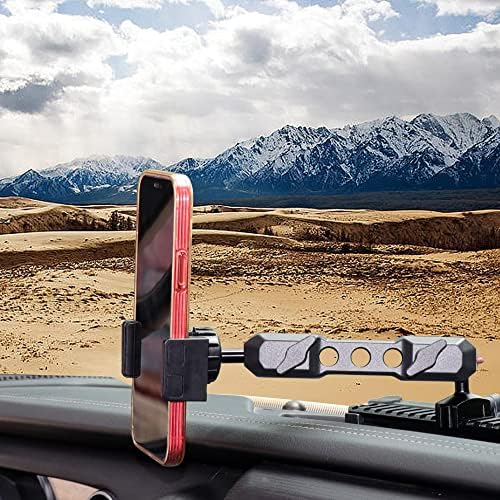 BESTAOO Dash Mount Phone Holder for 2018+ Jeep Wrangler JL & 2020+ Gladiator JT & 2021 Ford Bronco – Innovative Single Ball Design for Picatinny Rail Compatibility, Secure and Adjustable Phone Mount for Enhanced Driving Safety and Convenience