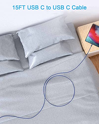 Awnuwuy 60 W USB C to USB C Charger Cable 15 ft – Fast Charging & Data Transfer for i Phone 15, Samsung Galaxy S23, Pixel 7, Mac Book – 2 Pack of Durable, High-Performance Type-C Cords for Ultimate Versatility and Connectivity