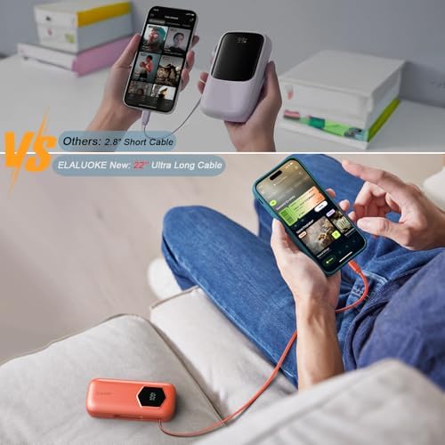 Ultra-Fast 2025 Portable Power Bank 10000 m Ah with Integrated Retractable PD Cable – 35 W Quick Charge Solution for i Phone, Samsung, Android, i Pad & Mac Book – Dual Device Charging Capability & Intelligent LED Power Indicator (Chic Blue)