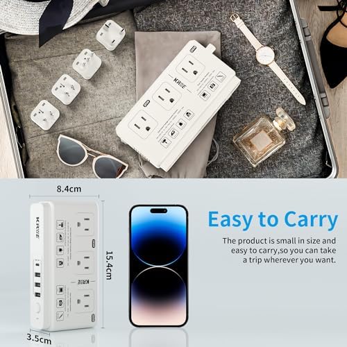 High-Power 2000 W Voltage Transformer Adapter – Premium 220 V to 110 V Travel Converter for High-Watt Hair Dryers and Electronics – Universal Plug Compatibility for US, EU, UK, and Italy – Efficient Fast Charging Solution for Global Travelers and Versatile Power Access