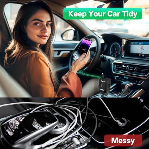 Revolutionary Retractable 4 in 1 Car Charger with Starlight Design – Fast Charging USB-A & USB-C Compatibility for i Phone 16/15/14/13/12/11/X, Galaxy, and Pixel Devices – Multi-Device Power Solution for Modern Drivers