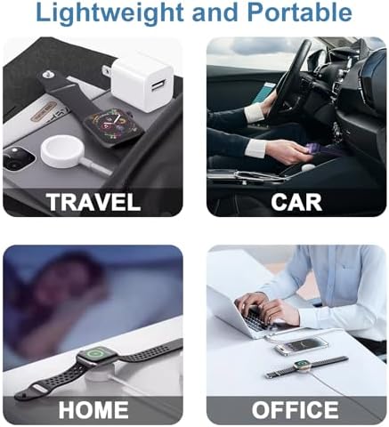 Chic 3.2 FT Wireless Fast Charger for Apple Watch – Effortless Charging Solution with Stylish Pink Design, Compatible with All Series 1-10, Includes Wall Plug for Ultimate Portability and Quick Power-Ups for Active Lifestyles