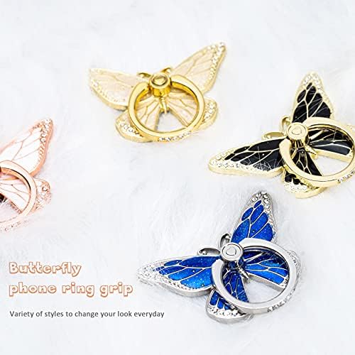 Glitter Butterfly Phone Ring Grip Holder – 360-Degree Rotating Kickstand for i Phone, Samsung Galaxy & Android – Stylish Rhinestone Design for Enhanced Durability and Comfort – Perfect Gift for Women and Girls – Secure Adhesive for Optimal Grip – Versatile Stand for Video Calls, Streaming & More