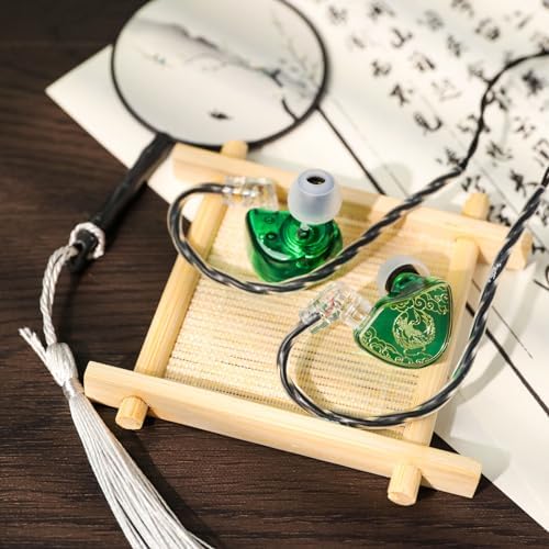 Linsoul TANGZU Wan’er S.G Audiophile In-Ear Earphones – 10 mm Dynamic Driver with PET Diaphragm for Superior Sound Quality, Ergonomic Design for Ultimate Comfort, Detachable 2-Pin OFC Braided Cable, Built-in Mic for Convenient Calls – Stylish Green Finish Perfect for Musicians and DJs