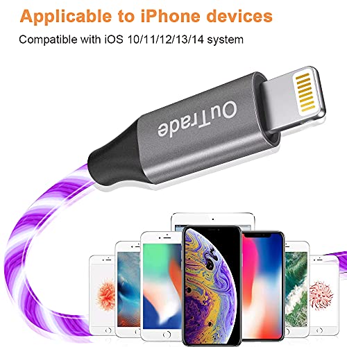 Vibrant LED i Phone Charger Cable | MFi Certified Lightning Cable for Fast, Reliable Charging | 6 ft Multicolored Glow Cable Compatible with i Phone 12, 11 Pro Max, XR, X, SE, 8 Plus, i Pad, i Pod | Stylish Power Solution for On-the-Go Charging