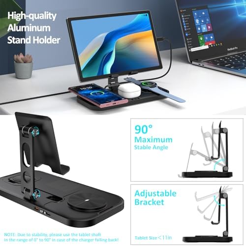 Ultimate 4-in-1 Wireless Charging Station for Samsung Devices – Foldable Charger Stand for Galaxy S24 Ultra, Note 20, Flip5, Galaxy Watch 6/5/4, Buds & More – Rapid Charge with Enhanced Compatibility & Safety Features