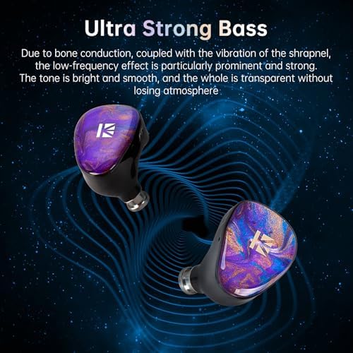 KBEAR KB02 Vibrant Resin Bone Conduction Earbuds – High-Performance In-Ear Monitors for Musicians, Ergonomically Designed with Dynamic Driver Technology, 2 Pin 4 N OFC Cable, and 3.5 mm Compatibility for Superior Sound Clarity and Extended Comfort