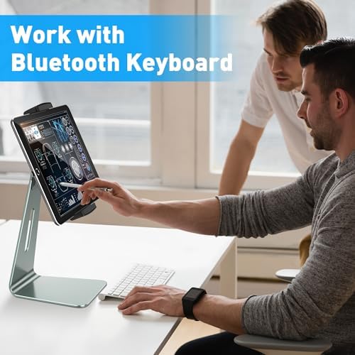 Transform Your Digital Experience with the Above TEK Premium Adjustable Aluminum Tablet Stand – Versatile Kiosk Holder for 7-13 Inch Devices like i Pad Pro and Galaxy Tab – Sleek Design Perfect for Home, Office, and Retail Environments with Superior Stability and Ergonomic Viewing Angles