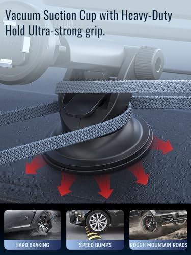 sincetop Car Phone Mount with Instant Quick Release Series Q[Quad] – 360° Adjustable Dashboard Phone Holder, One-Second Detach, Compatible with iPhone/Samsung – Enhanced Compatibility and Speed