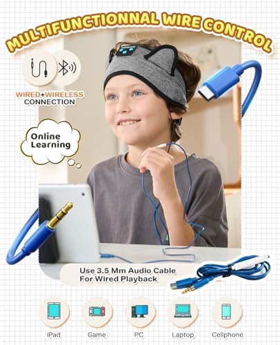 Ultimate Kids Bluetooth Headphones for Safe and Stylish Listening – Versatile Wired Playback Option with Volume Limiting Technology – Durable and Lightweight Design for Travel, School, and Home Use – Adjustable Headband for Customized Comfort – Compatible with Kindle, Tablets, and Cell Phones – Perfect for Boys and Girls