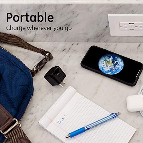 GE 17 W 3-Port USB Wall Charger Block for i Phone and i Pad – Fast Charging Adapter with Foldable Plug for Ultimate Portability – Sleek White Power Cube for Home, Office, and Travel Use – Compatible with i Phone 14, 13, 12 Series and More – Efficient Multi-Device Charging Solution
