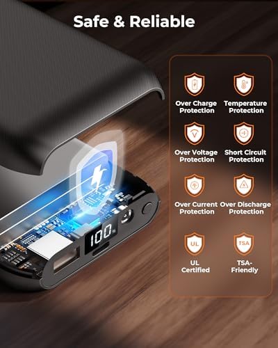 Glaais 7.4 V 16000 m Ah Heated Vest Power Bank – Versatile Battery Pack for ORORO & Venustas with LED Display, Fast Recharge for Ultimate Warmth and Comfort on Cold Days, Lightweight and Durable Portable Charger for Heated Clothing and Devices