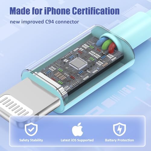 Premium 4 Pack USB C to Lightning Charging Cables – 6 FT Fast Charging Cord for i Phone 14 & Earlier Models – Durable, High-Performance Replacement for Apple Charger – Enhanced Compatibility for Quick Charge Needs – Perfect for Home, Office, and Travel Use
