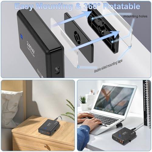 240 W High-Speed 8-Port Charging Station – Multi-Device USB Hub for i Phone, i Pad & Mac Book with 6 USB-C PD Ports, 2 USB-A Ports, 5 ft Braided Cord, On/Off Switch, Flat Plug Design for Travel Convenience and Optimal Space Management – Ultimate Charging Solution for Tech Enthusiasts