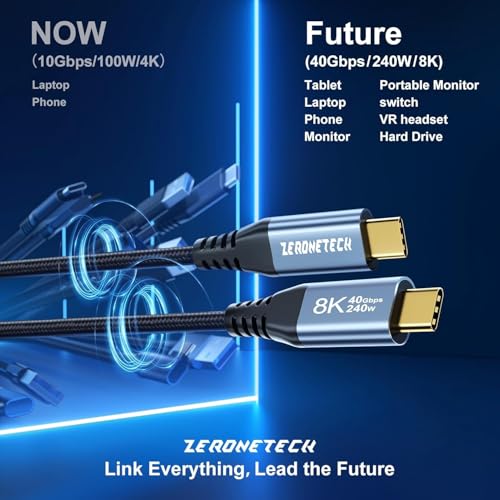 (3-Pack 5FT) 40Gbps USB C for Thunderbolt 4 Cable, [8K@60Hz/Dual 4K@60Hz] USB C Monitor Cable, 40Gbps Data Transfer, USBC Video Cord, 240W Charging for iPhone 16,Samsung,MacBook,iPad,Lenovo,SSD,KYY – Enhanced Compatibility and Speed