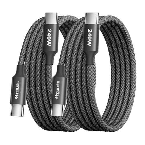 etguuds 240W USB C to USB C Cable, [10ft, 2-Pack] Type C Charger Cord Super Fast Charging USBC Charger Cable for iPhone 16 15 Pro Max Samsung S25 S24 S23, for MacBook iPad Steam Deck Switch – Enhanced Compatibility and Speed