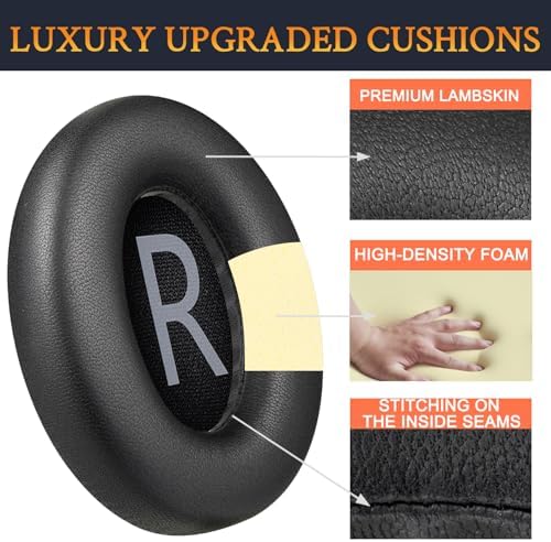 Transform Your Audio Experience with SOULWIT Lambskin Replacement Earpads for Bose 700 Headphones – Luxurious Comfort Meets High-Density Noise Isolation Foam, Enhanced Thickness for Extended Listening Bliss – Stylish Grey Finish for Perfect Compatibility and Performance