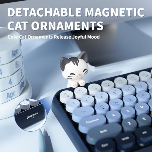 FELICON Retro Mini Wireless Bluetooth Keyboard – Portable 84-Key Typewriter Design for Android, i Pad, Windows & PC – Perfect Companion for Home & Office with Enhanced Compatibility and Rechargeable Battery