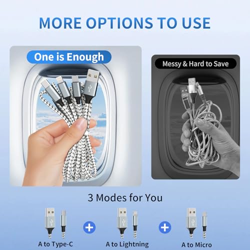 Ultra-Fast 240 W 4-in-1 USB C Charging Cable with Breathing Light Indicator – Multi-Device Compatibility for i Phone, i Pad, Samsung Galaxy, and Mac Book – 5 Ft Durable Cord in Stylish Purple for Efficient Data Sync and Enhanced Charging Performance