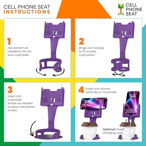 Universal Cup Holder Phone Mount for Cars & Trucks – Hands-Free Convenience, Fits All Phone Sizes & Cases, Made in USA, 2-Pack Black – Ideal for Navigation and Charging Access