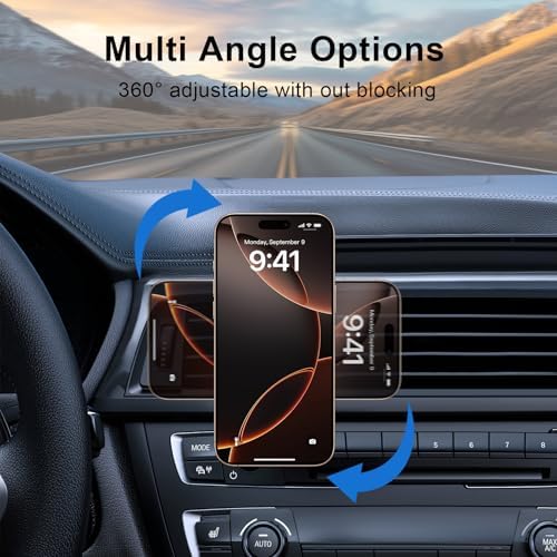 Magnetic Car Phone Holder for Magsafe: Luxury Vent Mount for i Phone 16/15/14/13 in Mercedes & BMW Mini Cooper – 360° Adjustable Design for Safe Hands-Free Navigation, Effortless Installation, and Elegance in Driving Experience