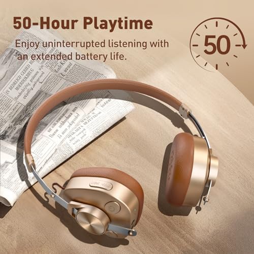 Experience the Fusion of Vintage Aesthetics and Cutting-Edge Technology with One Odio F4 Retro Wireless On-Ear Headphones – Exceptional Hi-Res Audio, Dual Bluetooth 5.4 for Effortless Connectivity, 50 Hours of Playtime, Ultra-Lightweight Design at Just 0.25 lb, and Integrated Microphone for Smooth Communication. Elevate Your Listening Experience with Distinctive Maillard Style and Unparalleled Sound Quality, Perfect for Music Enthusiasts and Casual Listeners Alike. Enjoy Seamless Wireless Freedom Without Sacrificing Audio Fidelity While Indulging in Nostalgic Elegance That Makes Every Moment Memorable. Ideal for Extended Use with Comfort in Mind, These Headphones Are a Must-Have for Those Seeking Both Style and Performance in Their Audio Gear.