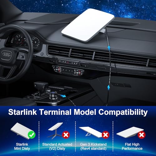 Starlink Mini Cable 10 FT – Versatile 3-in-1 Car Charger with Cigarette Lighter Adapter and Dual USB Ports for Rapid Charging – 12 V-48 V Compatibility, Digital Voltage Display for Enhanced Vehicle Performance and Device Connectivity