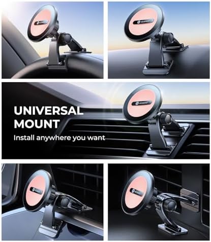VICSEED 2025 Mag Safe Car Mount Upgrade – Unmatched 25 N Magnetic Grip & Advanced Dashboard Adhesive for Secure Smartphone Holding – 360° Adjustable Design Perfect for All Vehicles & Smartphones – Effortless Installation for Enhanced Safety and Convenience