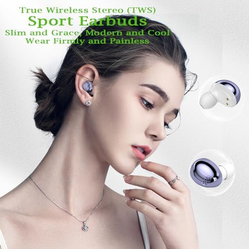 Revolutionary Wireless Purple Sport Earbuds with Built-in Mic | High-Fidelity TWS Noise Cancellation In-Ear Headset | Ergonomically Designed for Ultimate Comfort and Hands-Free Calling | Perfect for Active Lifestyles and Everyday Use | Compatible with All Devices for Effortless Listening Experience
