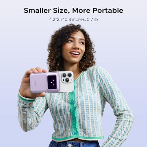 UGREEN Uno 10000 m Ah Magnetic Power Bank – Qi 7.5 W Wireless Charger with PD 20 W USB-C Fast Charging & Foldable Stand – TFT Display for Real-Time Battery Monitoring – Mag Safe Compatible for i Phone 16/15/14/13/12 – Ultra-Portable Power Solution in Sleek Black