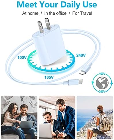 20 W USB-C Fast Charger for i Pad Pro, Air & Mini – Ultimate PD Wall Charger with 6.6 ft USB-C to C Cable for Rapid Charging Across All Generations, Compact Design for On-the-Go Power Solutions, Enhanced Safety Features to Prevent Overheating