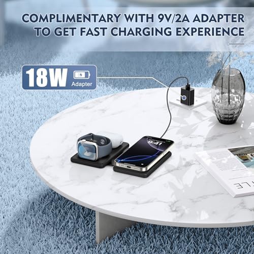 Revolutionize Your Charging Experience with the Ultimate 3-in-1 Wireless Charging Station for i Phone, Apple Watch, and Air Pods – Magnetic Foldable Design for Enhanced Portability and Fast Charging Compatibility with i Phone 16, 15, 14, 13, 12 Pro Max Plus – Effortlessly Streamline Your Tech Setup and Eliminate Cable Clutter – Durable and Stylish Solution for Home and Office Use